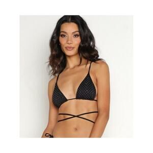 L*Space Kara Studded Bikini Top Black Size Large Triangle NWT